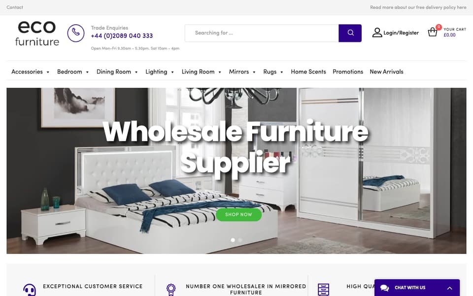 EcoFurnishings.co.uk home page on WordPress
