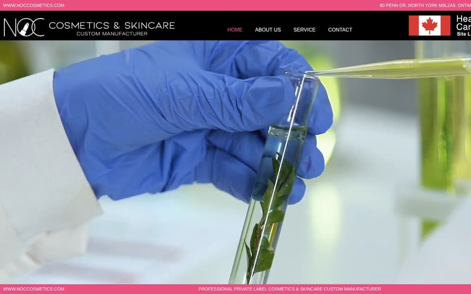 NOCCosmetics.com homepage, a custom WordPress website built from Figma designs